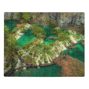 Plitvice Lakes National Park Croatia stylized Jigsaw Puzzle