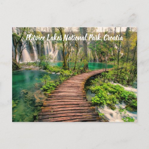 Plitvice Lakes National Park Croatia stylized Postcard