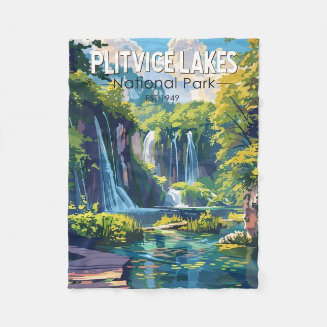 Plitvice Lakes National Park Croatia Travel Art Fleece Blanket (Front)