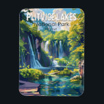 Plitvice Lakes National Park Croatia Travel Art Magnet<br><div class="desc">Plitvice Lakes vector artwork design. The park's lakes are separated by natural travertine dams,  which are created by water flowing in thin layers over thresholds.</div>