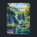 Plitvice Lakes National Park Croatia Travel Art Magnet<br><div class="desc">Plitvice Lakes vector artwork design. The park's lakes are separated by natural travertine dams,  which are created by water flowing in thin layers over thresholds.</div>
