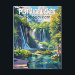 Plitvice Lakes National Park Croatia Travel Art Postcard<br><div class="desc">Plitvice Lakes vector artwork design. The park's lakes are separated by natural travertine dams,  which are created by water flowing in thin layers over thresholds.</div>