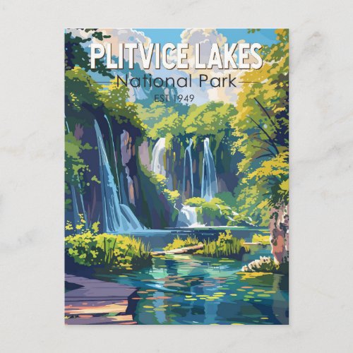 Plitvice Lakes National Park Croatia Travel Art Postcard