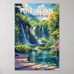 Plitvice Lakes National Park Croatia Travel Art Poster