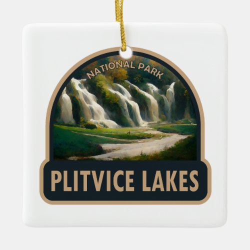 Plitvice Lakes National Park Croatia Watercolor Ceramic Ornament