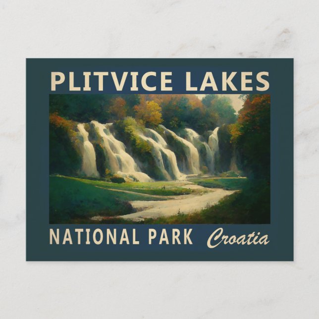 Plitvice Lakes National Park Croatia Watercolor Postcard (Front)