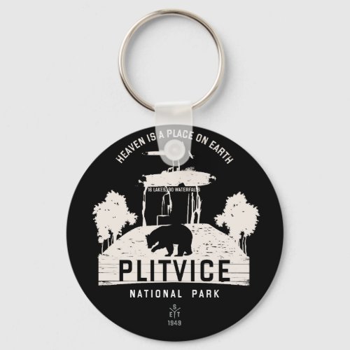 Plitvice Lakes National Park Croatia White Design Keychain