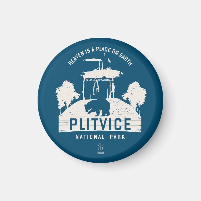 Plitvice Lakes National Park Croatia White Design Magnet (Front)