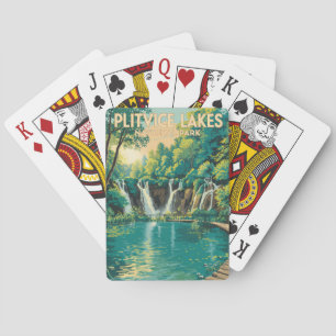Plitvice Lakes National Park Illustration Travel Poker Cards