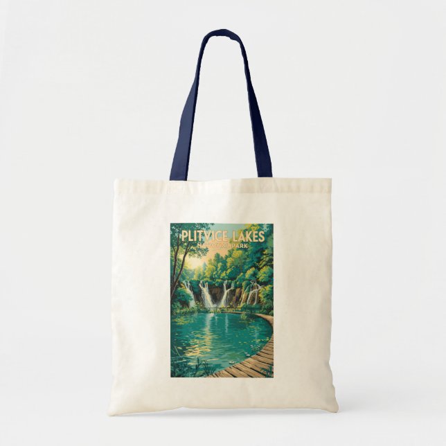 Plitvice Lakes National Park Illustration Travel Tote Bag (Front)