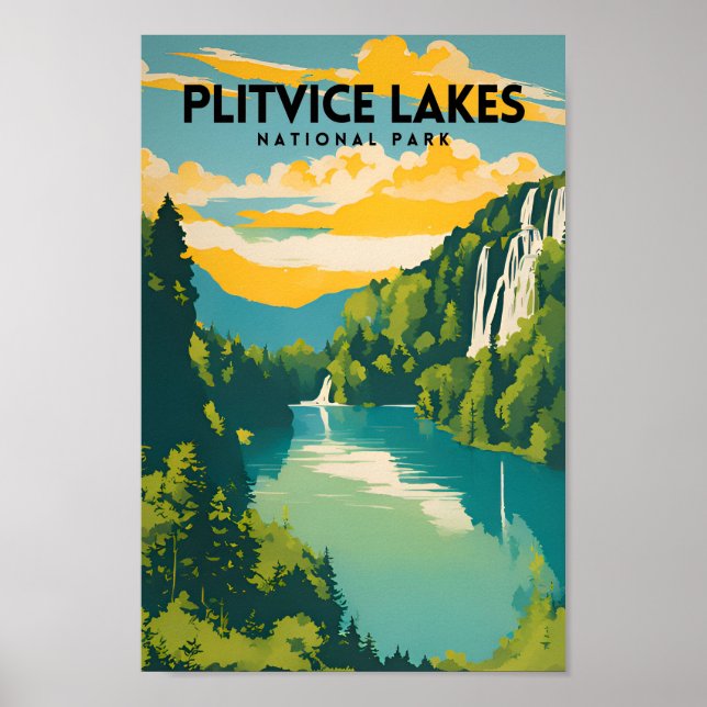 Plitvice Lakes National Park Traditional Travel Poster (Front)