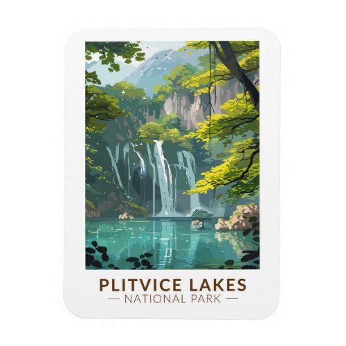 Plitvice Lakes National Park Travel Art Vintage Magnet