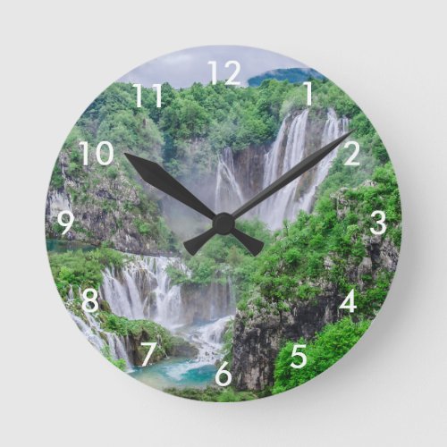 Plitvice lakes waterfall round clock