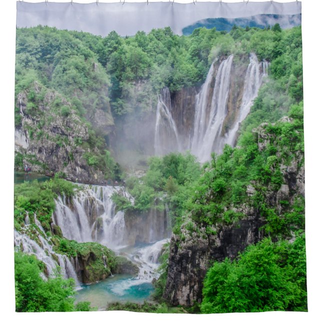 Plitvice lakes waterfall shower curtain (Front)