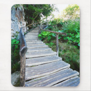 plitvice wooden path, croatia mouse pad
