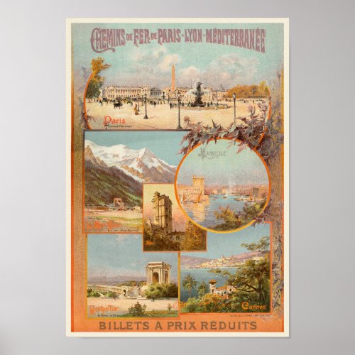 PLM Paris Marseille France Vintage Poster 1904