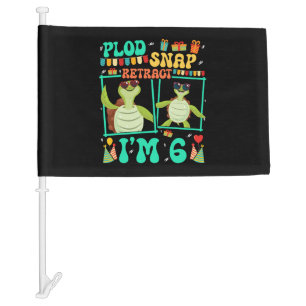 Plod Snap Retract I'm 6 Turtle Kid 6th Birthday Car Flag
