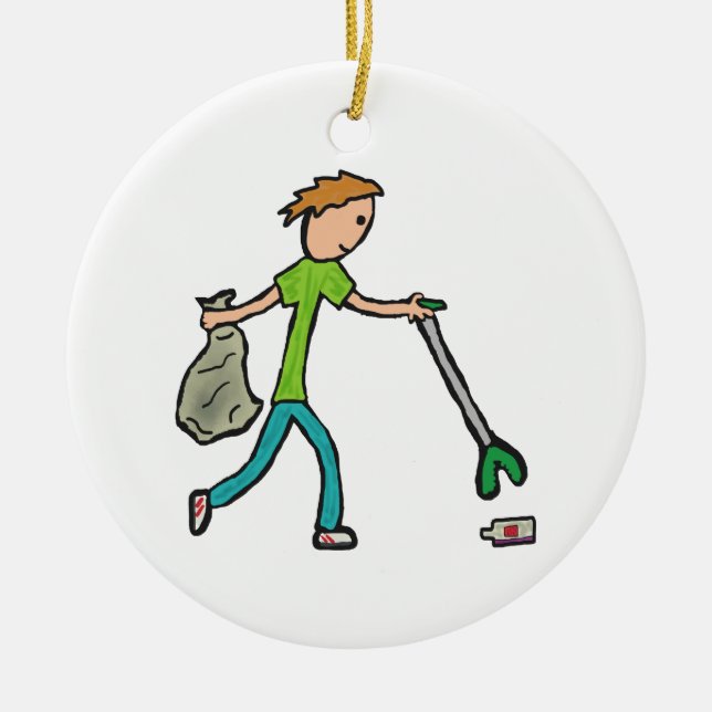 Plogging and Litter Picking Ceramic Ornament (Front)