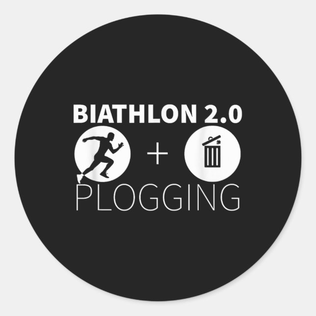 Plogging Biathlon 2.0 Jogging And Environmental Pr Classic Round Sticker (Front)