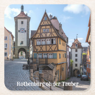 Plönlein in Rothenburg ob der Tauber, Germany Square Paper Coaster