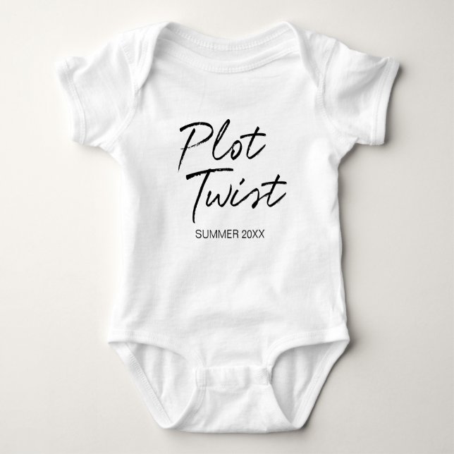 Plot Twist baby Pregnancy Announcement Baby Bodysuit (Front)