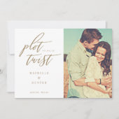 Plot Twist Modern Minimal Calligraphy & Photo Save The Date (Front)