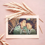 Plot Twist Modern Minimal Calligraphy & Photo Save The Date<br><div class="desc">Sometimes things change. Update your wedding guests with your new wedding date with our modern save the date card. The design features a simple and modern layout with a couple's photo placeholder with a light black gradient fade photo overlay and "Plot Twist: displayed over the photo in modern calligraphy. Simple...</div>