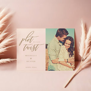 Plot Twist Modern Minimal Calligraphy & Photo Save The Date