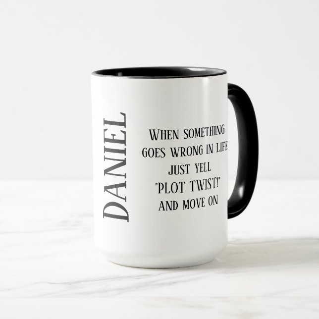 PLOT TWIST Mug with Your Name (Front Right)