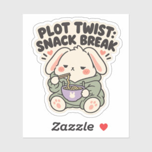 Plot Twist Snack Break Cozy Noodle Bunny Sticker