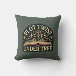Plot Twist Under Tree Christmas Book Lover Throw Pillow