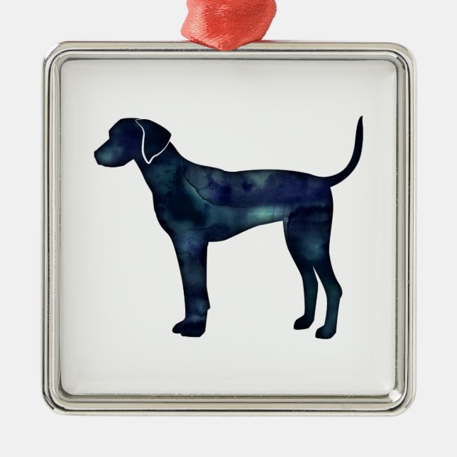 Plott Hound Black Watercolor Silhouette Metal Ornament (Front)
