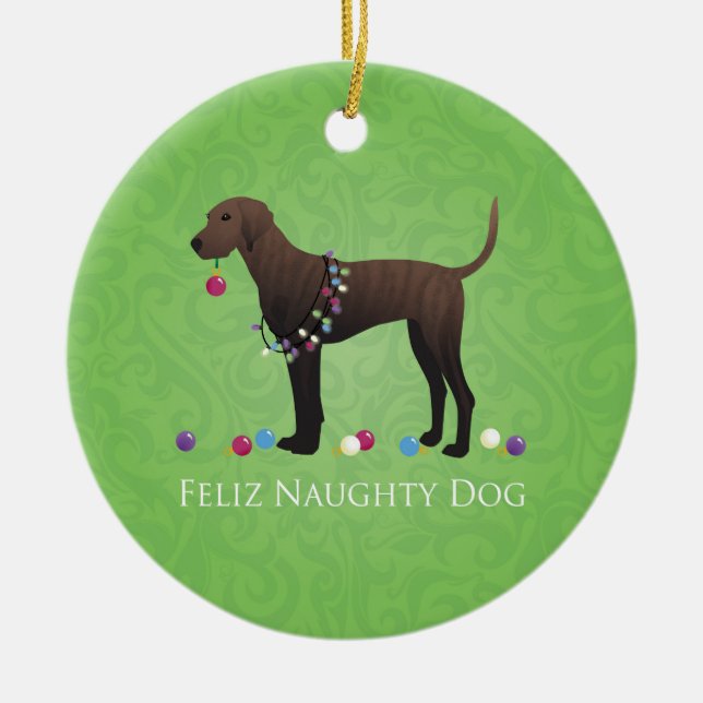 Plott Hound Christmas Ceramic Ornament (Front)