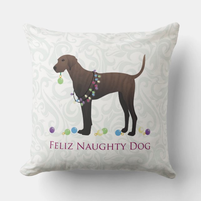Plott Hound Christmas Throw Pillow (Front)