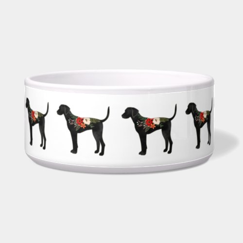 Plott Hound Dog Breed Boho Floral Silhouette Bowl