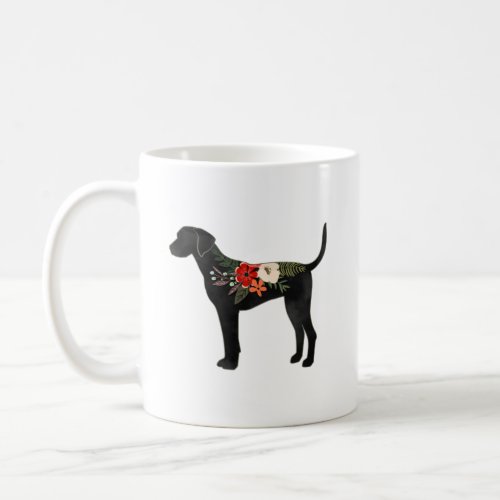 Plott Hound Dog Breed Boho Floral Silhouette Coffee Mug