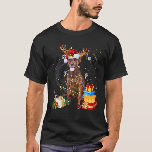 Plott Hound Dog Reindeer Santa Christmas Funny Dog T_Shirt