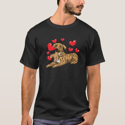 Plott Hound Dog With Stuffed Animal And Hearts Ani T_Shirt