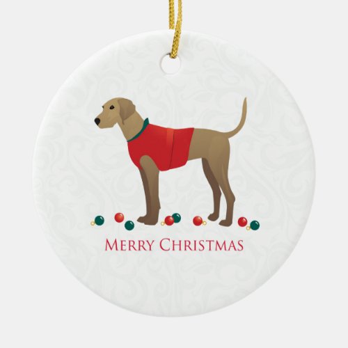 Plott Hound Hunting Dog Merry Christmas Design Ceramic Ornament