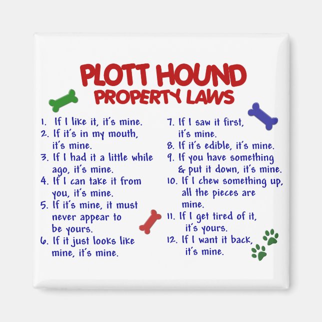 PLOTT HOUND Property Laws 2 Magnet (Front)