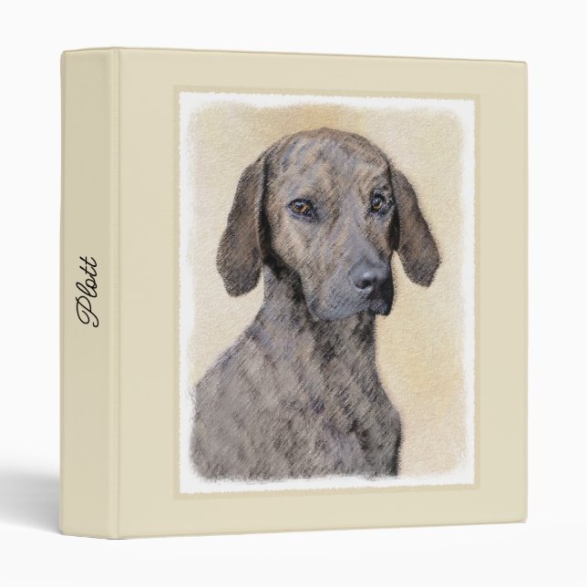 Plott Painting - Cute Original Dog Art 3 Ring Bind Binder (Front/Spine)