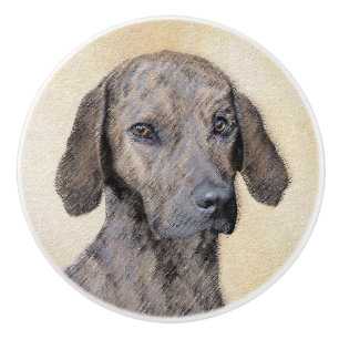 Plott Painting - Cute Original Dog Art Ceramic Knob