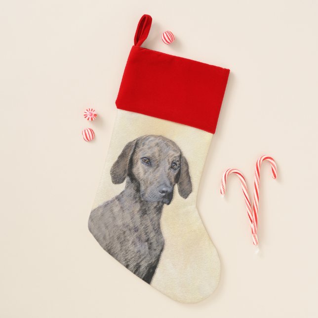Plott Painting - Cute Original Dog Art Christmas Stocking (Front)