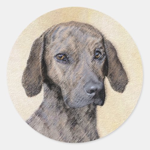 Plott Painting _ Cute Original Dog Art Classic Round Sticker
