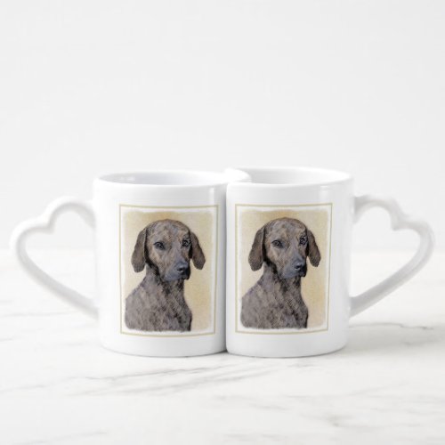 Plott Painting _ Cute Original Dog Art Coffee Mug Set