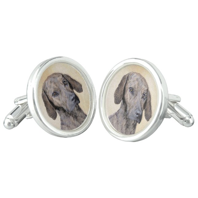 Plott Painting - Cute Original Dog Art Cufflinks (Angled)