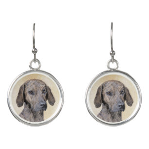 Plott Painting - Cute Original Dog Art Earrings