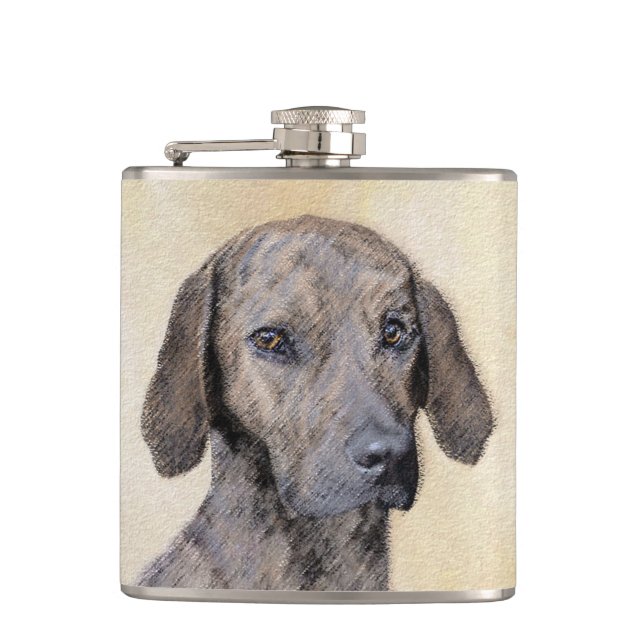 Plott Painting - Cute Original Dog Art Flask (Front)