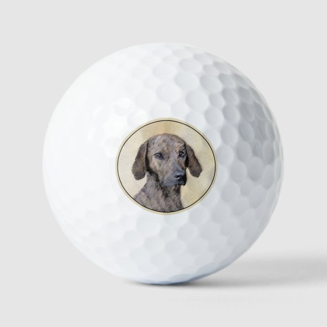 Plott Painting - Cute Original Dog Art Golf Balls (Front)