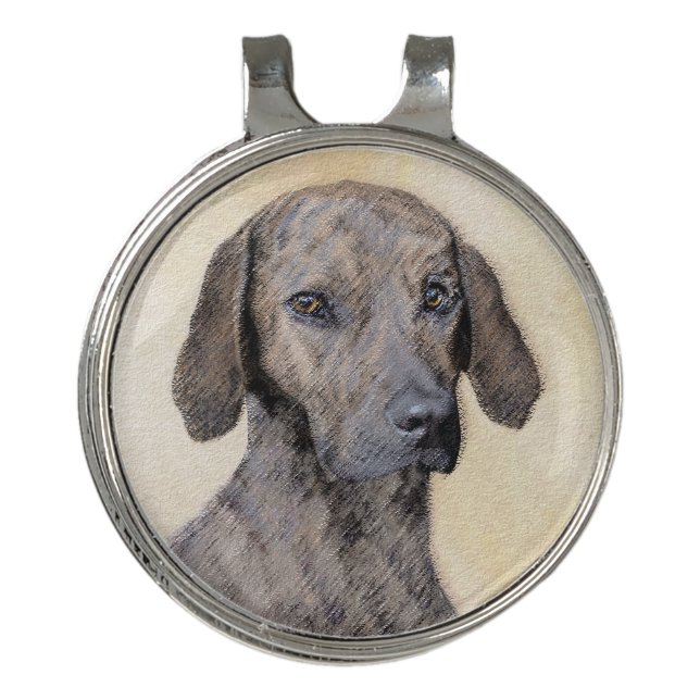 Plott Painting - Cute Original Dog Art Golf Hat Clip (Front)